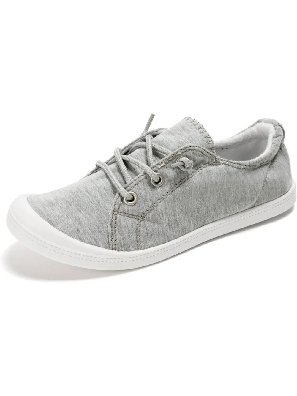 Women's Grey Canvas Comfortable Lace-Up Flat Breathable Walking Casual Sneakers
